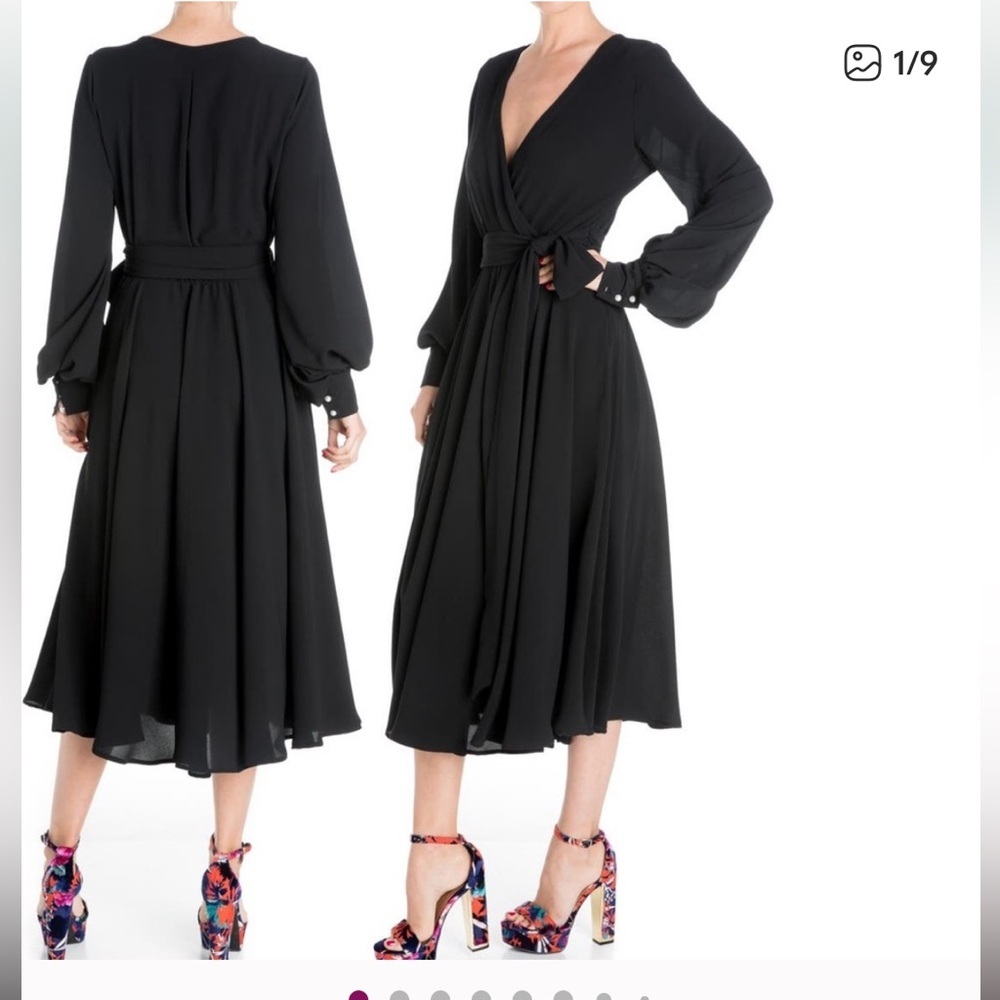 Meghan Lilypad Midi Black Dress